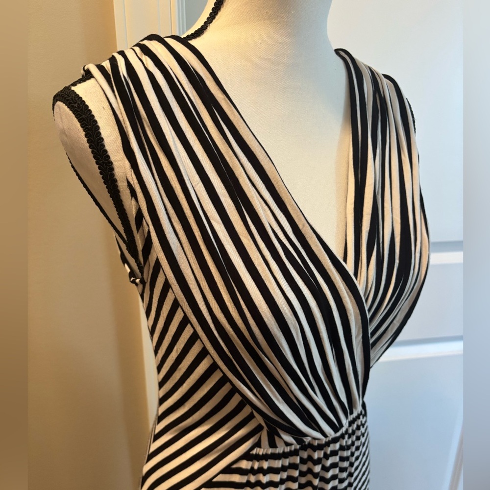 Calvin Klein Black and White Striped Midi Dress - Picture 7 of 7